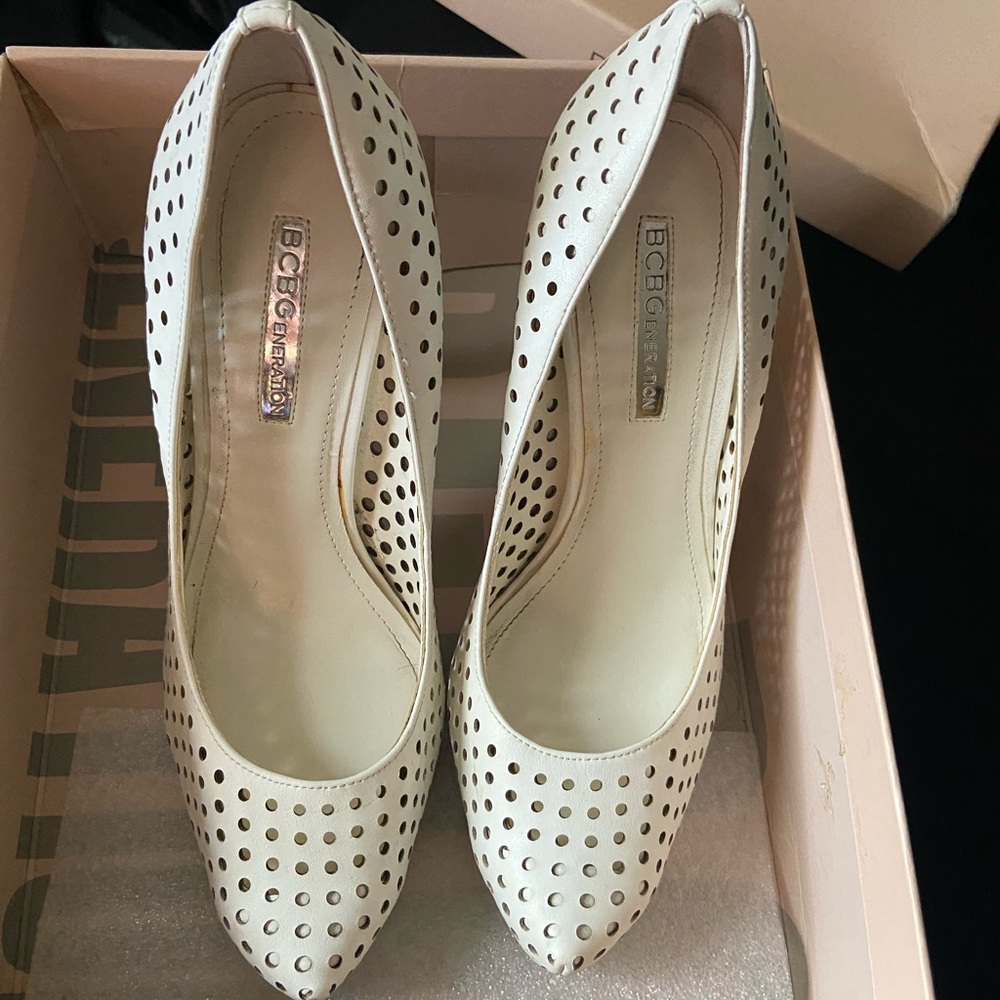White size 7 BCBG generation polka dot herls , worn maybe twice.